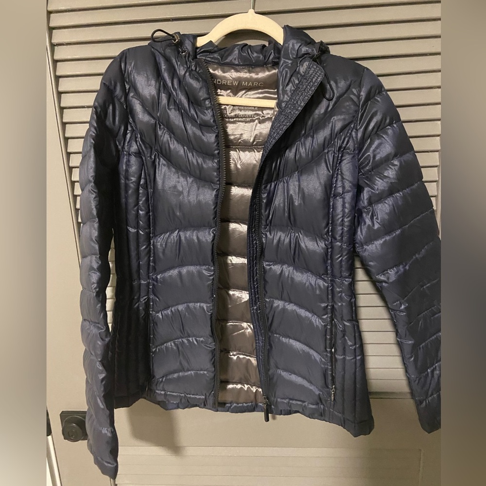 Andrew Marc puffer jacket Navy sz S